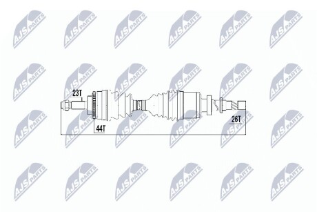 Піввісь права (+ABS) Renault Kangoo/Megane/Scenic 23z-85mm-26z ABS NTY NPW-RE-018