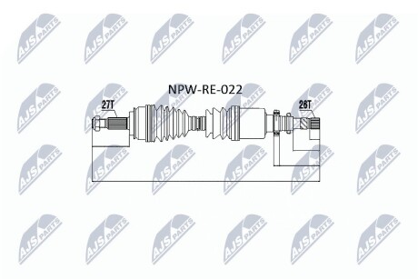 ПОЛУОСЬ NTY NPW-RE-022