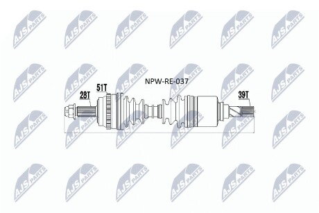 Піввісь передня ліва NTY NPW-RE-037