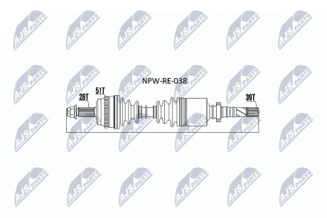 Піввісь передня права NTY NPW-RE-038