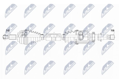 Піввісь права 988mm Renault Fluence, Grand Scenic III, Megane CC, Megane III, Scenic III 1.5D-1.6Lpg 11.08- NTY NPW-RE-140