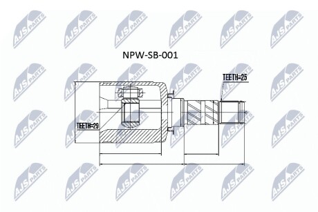 ШАРНИР РАВНЫХ УГЛОВЫХ СКОРОСТЕЙ NTY NPW-SB-001