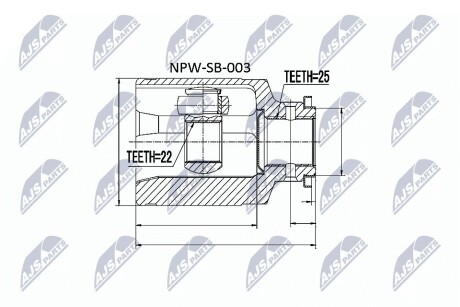 ШАРНИР РАВНЫХ УГЛОВЫХ СКОРОСТЕЙ NTY NPW-SB-003 (фото 1)