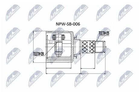 ШАРНИР РАВНЫХ УГЛОВЫХ СКОРОСТЕЙ NTY NPW-SB-006