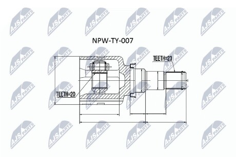 ШАРНИР РАВНЫХ УГЛОВЫХ СКОРОСТЕЙ NTY NPW-TY-007 (фото 1)