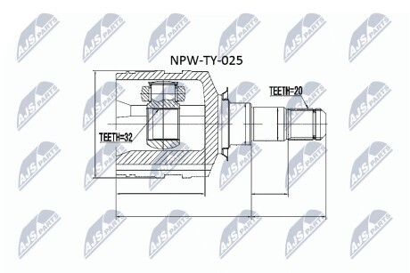 ШАРНИР РАВНЫХ УГЛОВЫХ СКОРОСТЕЙ NTY NPW-TY-025