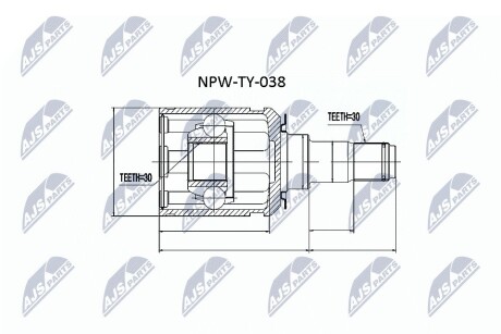 ШАРНИР РАВНЫХ УГЛОВЫХ СКОРОСТЕЙ NTY NPW-TY-038