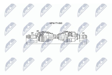 Піввісь передня ліва Toyota Avensis 03- NTY NPW-TY-060