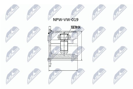 ШРКШ внутр. прав. (35x28x42mm) VW Sharan/Ford Galaxy 1.8TDI/2.0 16V/2.8 VR6 96- NTY NPW-VW-019