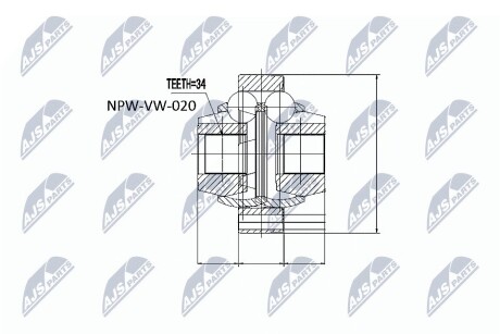 ШАРНИР РАВНЫХ УГЛОВЫХ СКОРОСТЕЙ NTY NPW-VW-020