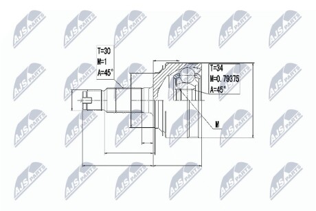 ШРКШ зовн. 30x34x88 Honda Accord 2,0 08- NTY NPZ-HD-061