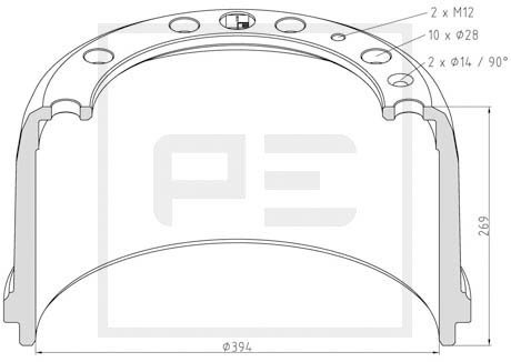 Тормозной барабан PE AUTOMOTIVE 14606900