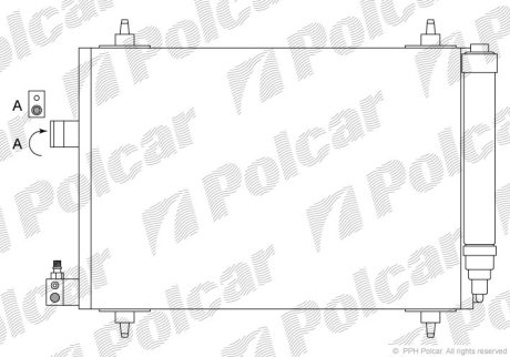 Радіатор кондиціонера Peugeot 407 1.6HDI 04- POLCAR 5748K8C1S