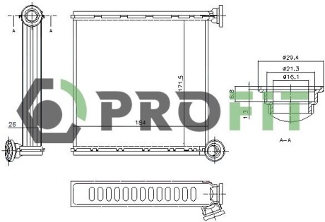 Радіатор пічки PROFIT 1760-0012