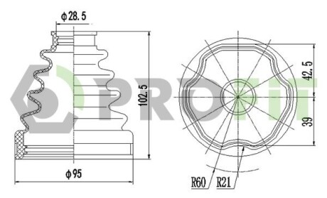 Пильник ШРУСа внутрішній TOYOTA LC PRADO 02-. FJ CRUISER 06-18. LEXUS GX 01-09 PROFIT 2810-0024 XLB (фото 1)