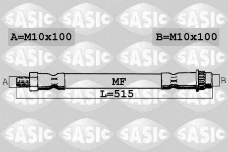 Шланг торм. передний SASIC 6604016 (фото 1)