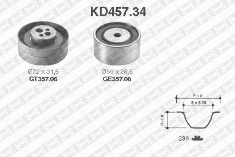 К-кт ГРМ Audi 80/100 Quattro 2.6 V6/2.8 V6 91- 239z SNR NTN KD457.34