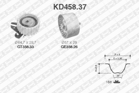 Комплект ремня ГРМ SNR NTN KD458.37 (фото 1)