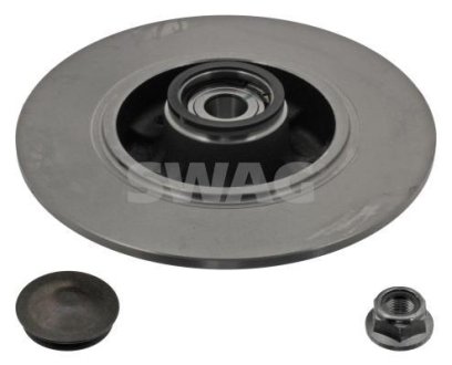 Тормозной диск с подшипником колеса, импульсным кольцом абс, гайкой оси и защитным колпачком SWAG 60 93 8306 (фото 1)
