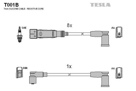 Комплект кабелiв запалювання TESLA T001B