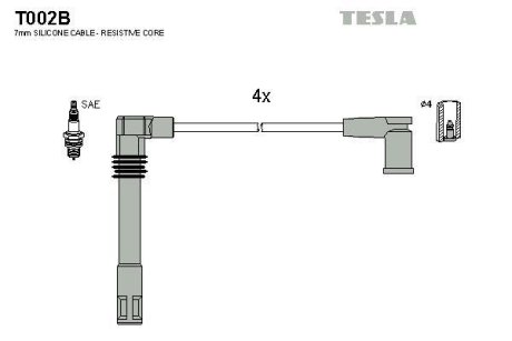 Комплект кабелiв запалювання TESLA T002B