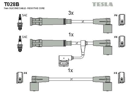 Провода высоковольтные, комплект Bmw 3 (E36) BLATNA TESLA T028B (фото 1)