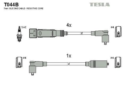 Комплект кабелiв запалювання TESLA T044B