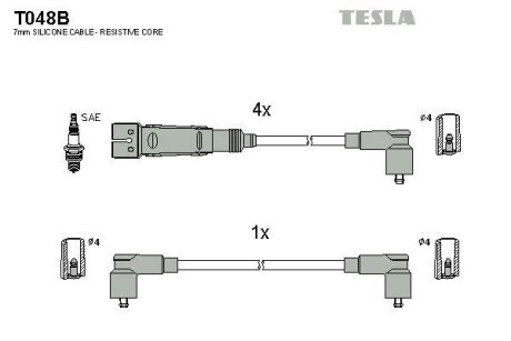 Комплект кабелiв запалювання TESLA T048B
