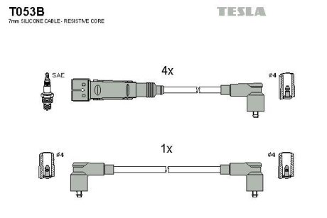 Комплект кабелiв запалювання TESLA T053B