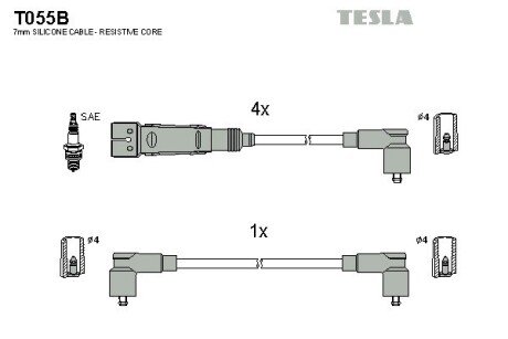 Комплект кабелiв запалювання TESLA T055B