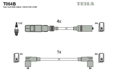 Комплект кабелiв запалювання TESLA T064B
