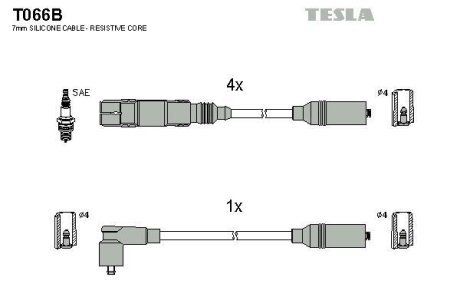 Комплект кабелiв запалювання TESLA T066B