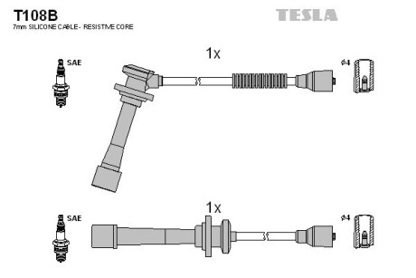 Комплект кабелiв запалювання TESLA T108B