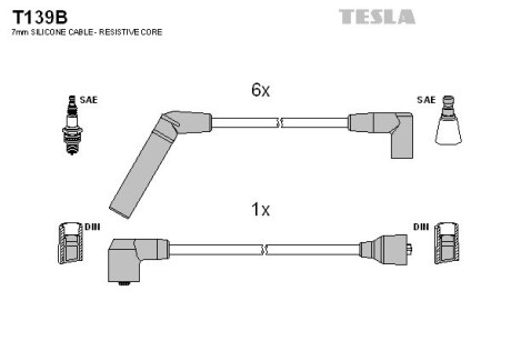 Комплект кабелiв запалювання TESLA T139B