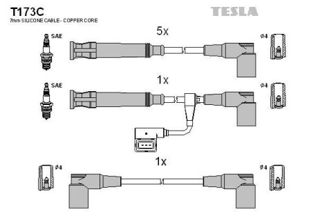 Комплект кабелiв запалювання TESLA T173C
