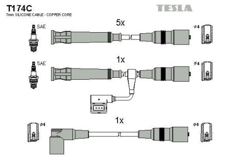 Комплект кабелiв запалювання TESLA T174C