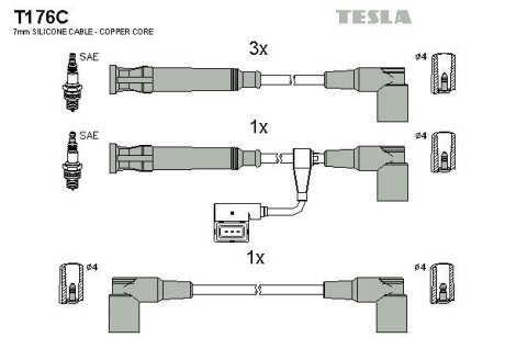 Комплект кабелiв запалювання TESLA T176C