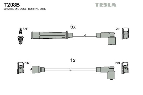 Комплект кабелiв запалювання TESLA T208B