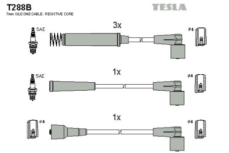 Комплект кабелiв запалювання TESLA T288B