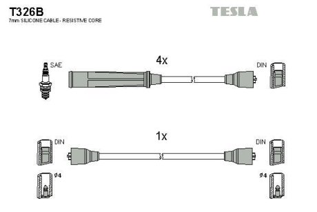 Комплект кабелiв запалювання TESLA T326B (фото 1)
