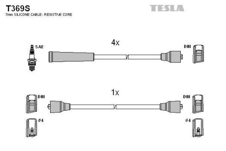 Комплект кабелiв запалювання TESLA T369S