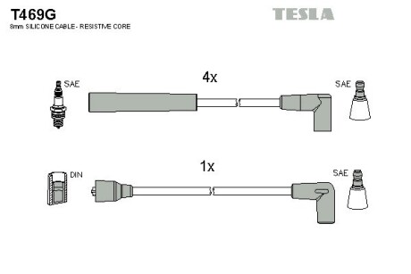 Комплект кабелiв запалювання TESLA T469G