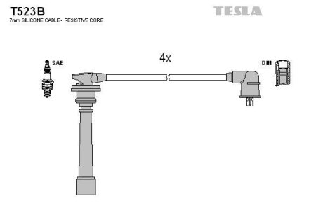 Провода высоковольтные, комплект Hyundai Accent iii 1.4 (05-10) BLATNA TESLA T523B (фото 1)