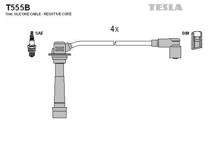 Комплект кабелiв запалювання TESLA T555B