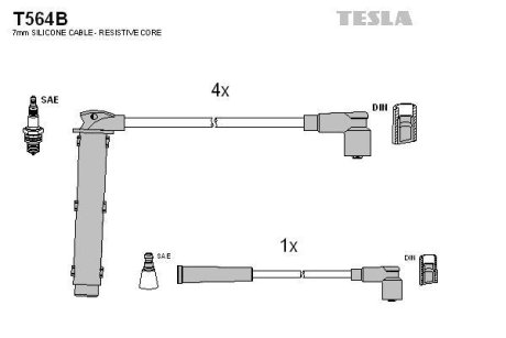 Комплект кабелiв запалювання TESLA T564B