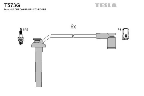 Комплект кабелiв запалювання TESLA T573G