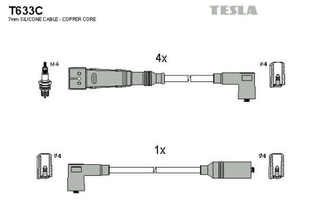 Комплект кабелiв запалювання TESLA T633C