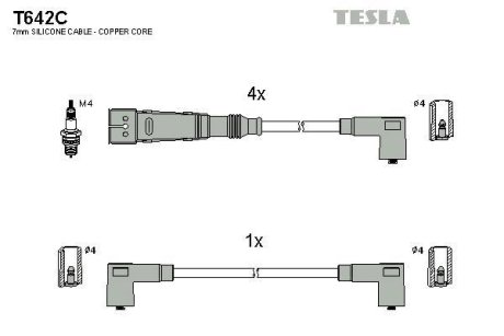 Комплект кабелiв запалювання TESLA T642C