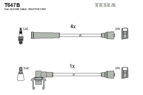 Комплект кабелiв запалювання TESLA T647B