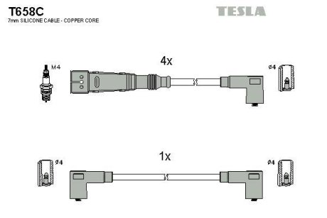 Комплект кабелiв запалювання TESLA T658C